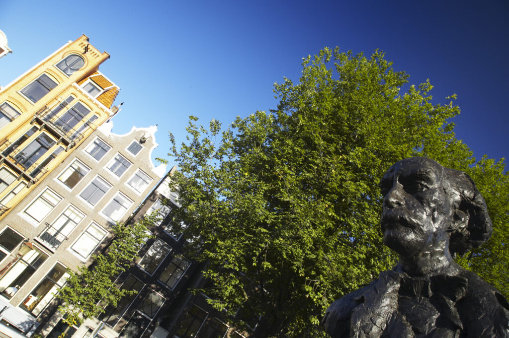 Netherlands, North Holland, Amsterdam. Bust of famous Netherlands writer Multatuli situated in Amsterdam City.