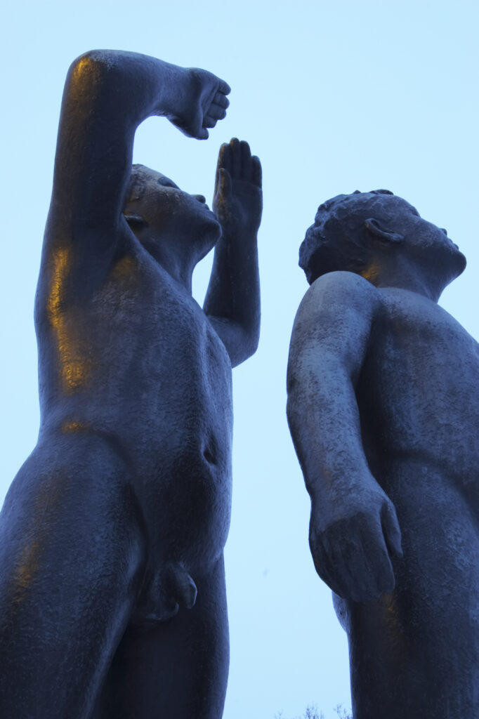Norway, Oslo, Oslo City. One of the famous statues by Gustav Vigeland in the Vigeland Park in Oslo City.