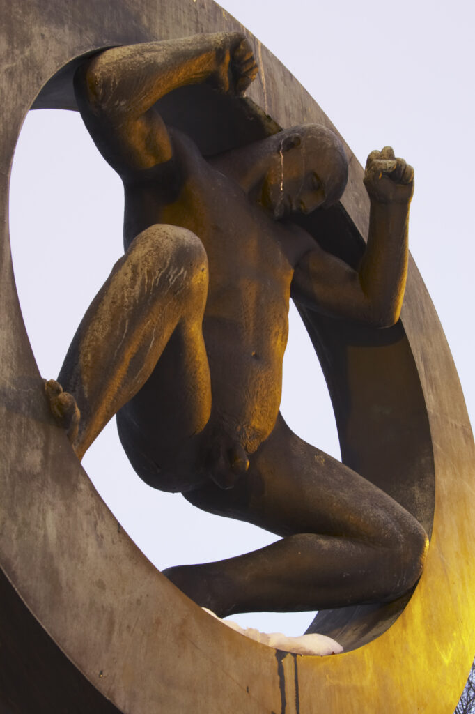 Norway, Oslo, Oslo City. One of the famous statues by Gustav Vigeland in the Vigeland Park in Oslo City.