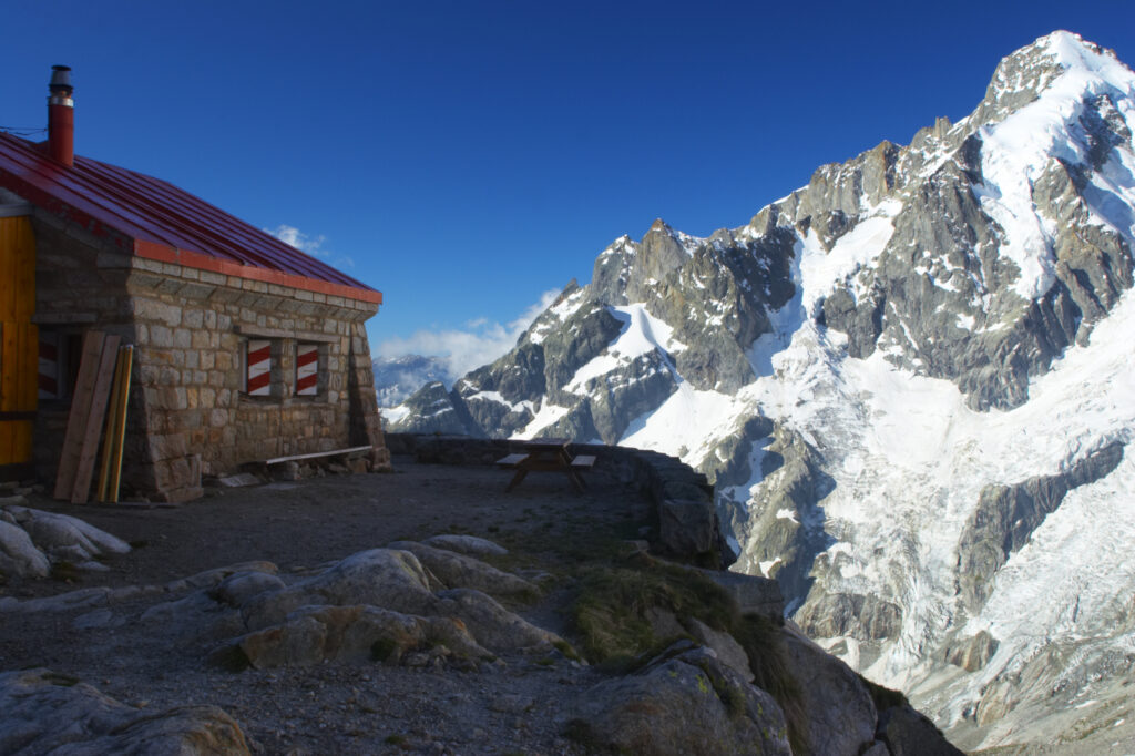 Switzerland Valais Val Ferret. The Cabane de l'A Neuve mountain hut also known as cabane dufour 2735m, 8973ft