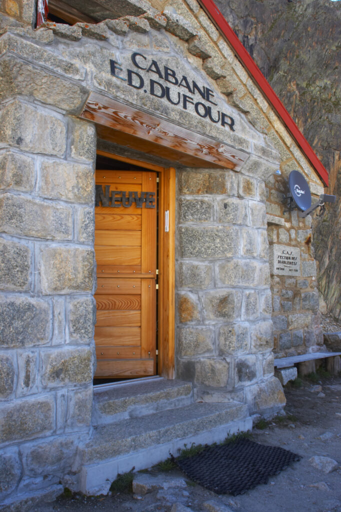 Switzerland Valais Val Ferret. The Cabane de l'A Neuve mountain hut also known as cabane dufour 2735m, 8973ft