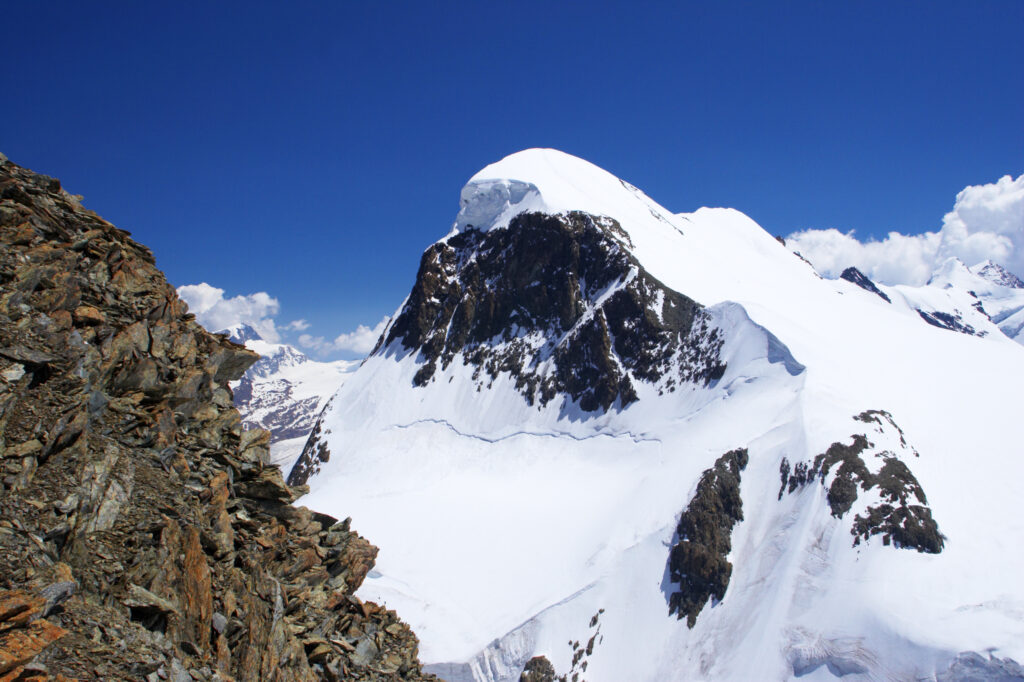 Switzerland Valais, The Breithorn. The snow capped Breithorn viewed from the Klein Matterhorn