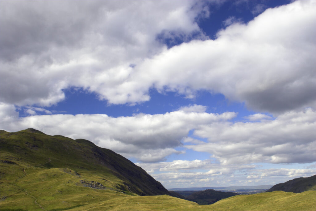 England, Cumbria, Lake District National Park. The barren landscape of Patterdale Common, found in the hills above Ullswater