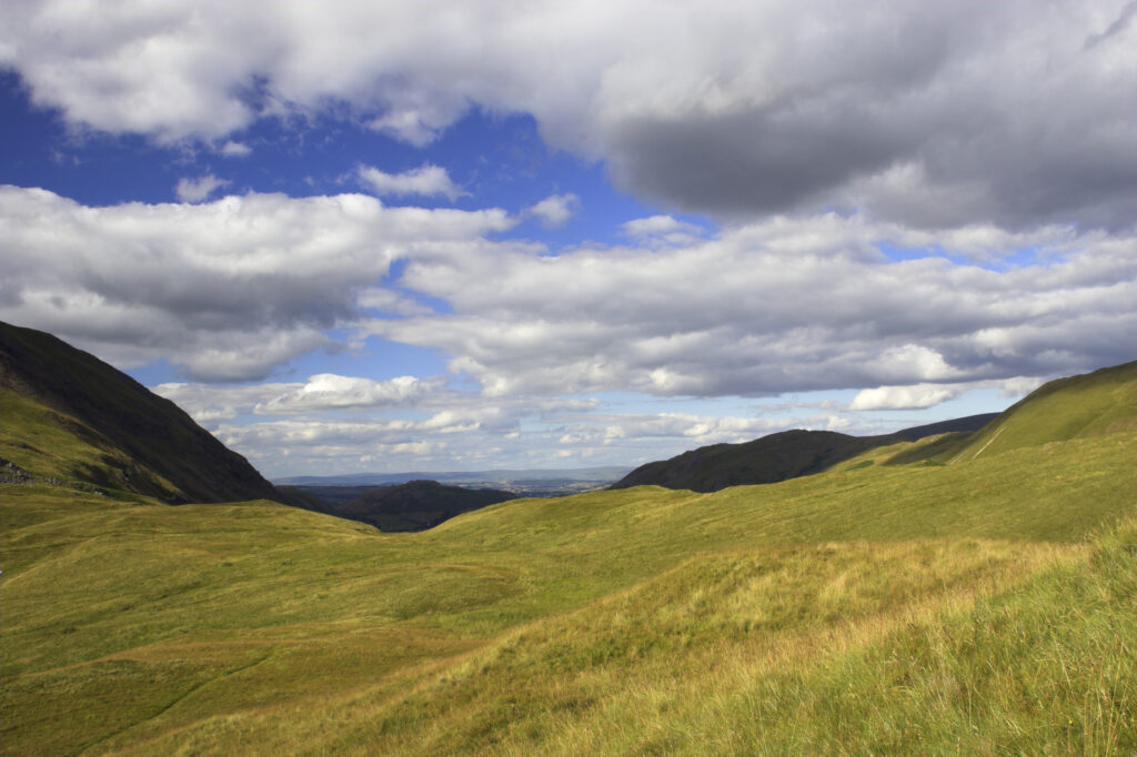 England, Cumbria, Lake District National Park. The barren landscape of Patterdale Common, found in the hills above Ullswater