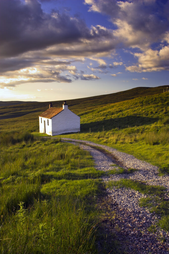 England, Cumbria, Hartside. A small cottage located within the barren landscape of Hartside Pass near Alston.