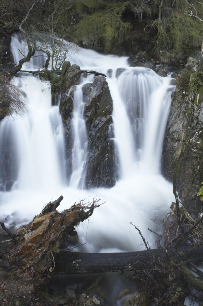 ENGLAND Cumbria Lake District National Park The flowing waterfalls of Dungeon Ghyl Force near Langdale Fell