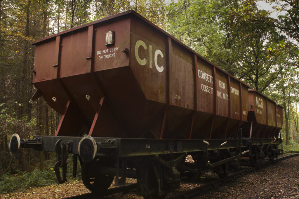 Train truck used to transport ore through what is now forestry commission woodland between High Spen and Rowland Gill.