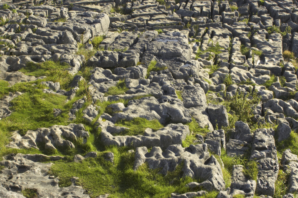 England, Yorkshire, Yorkshire Dales National Park. The impressive natural rock formations / geology of limestone paving above Malham Cove in the Yorkshire Dales National Park, in Yorkshire.