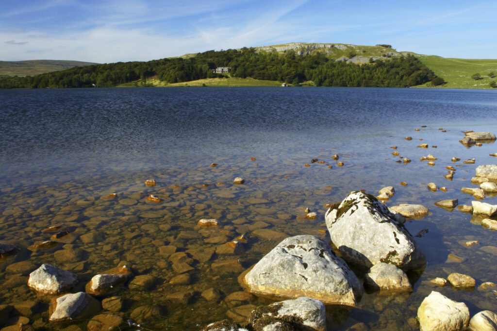 England, Yorkshire Dales National Park, Malham Tarn. Malham Tarn near Malham Cove is Englands highest freshwater lake