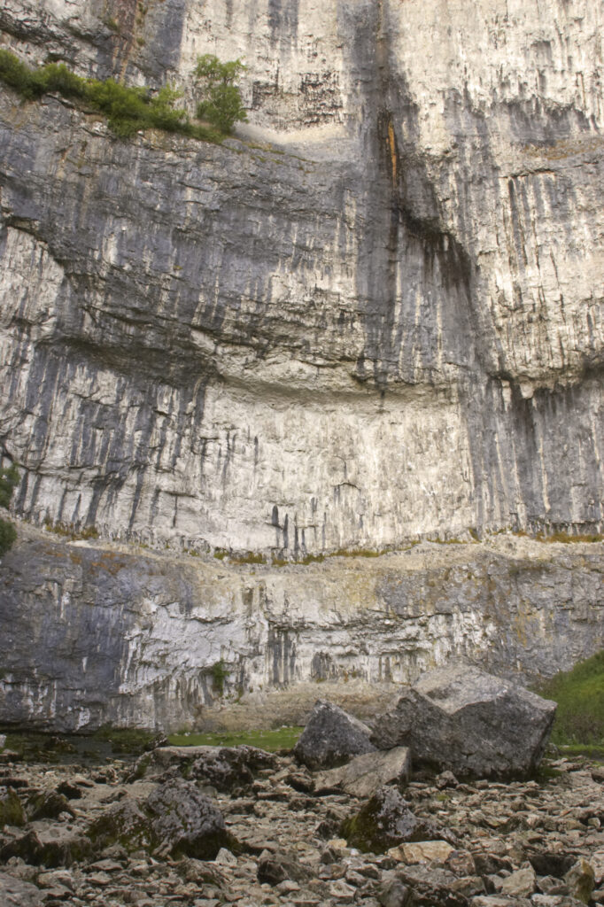 England, Yorkshire, Yorkshire Dales National Park. The impressive natural rock formations / geology of Malham Cove in the Yorkshire Dales National Park