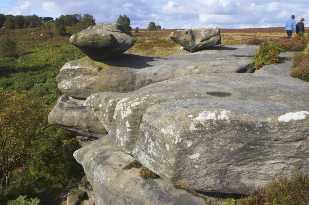 England, North Yorkshire, Brimham Rocks. Unique Rock formations of Brimham Rocks at Brimham in Nidderdale, found scattered over the wild expanse of Brimham Moor.