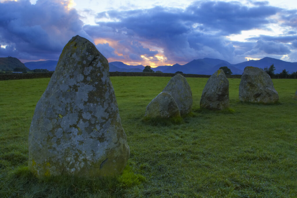 England, Cumbria, Lake District National Park. The popular Castlerigg Stone Circle dating back from the later Neolithic period