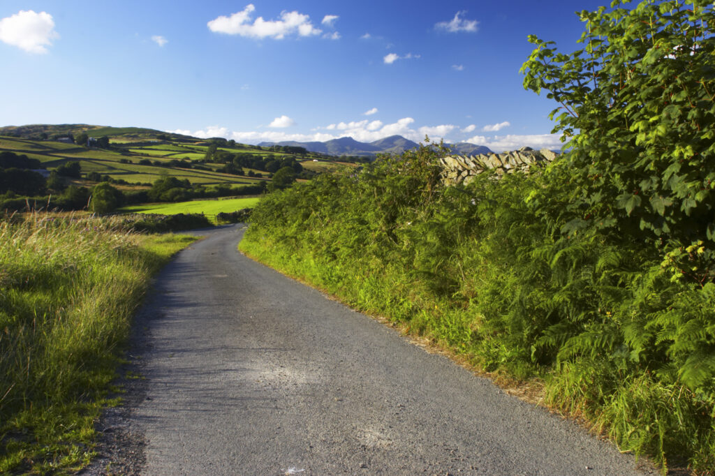 England, Cumbria, Cumbria Way Track. Quiet coutry lane near the village of Gawthwaite.