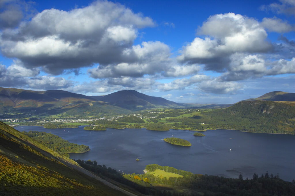 England, Cumbria, Lake District National Park. View from Cats Bells near Derwentwater, looking towards Skiddaw