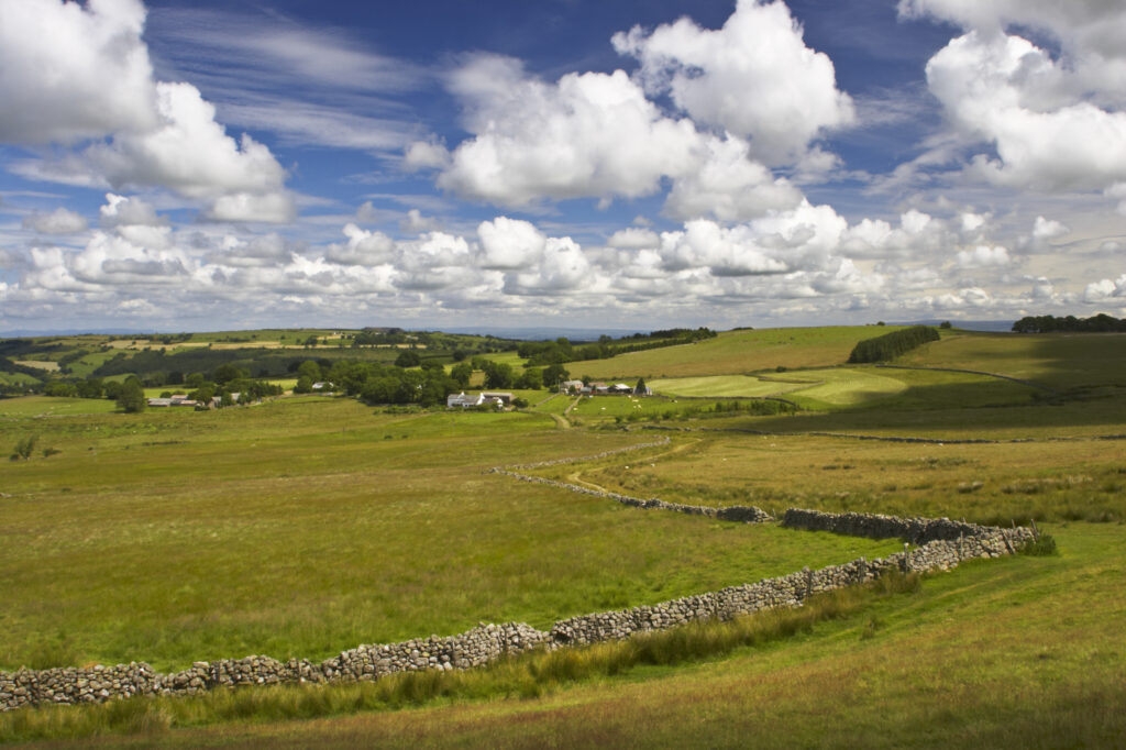 England, Cumbria, Lake District National Park. Looking towards the hamlet of Nether Row from the Cumbria Way Track