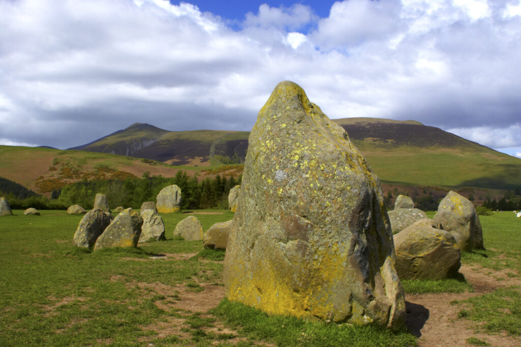 England, Cumbria, Lake District National Park. The popular Castlerigg Stone Circle near Keswick, dating back from the later Neolithic period.