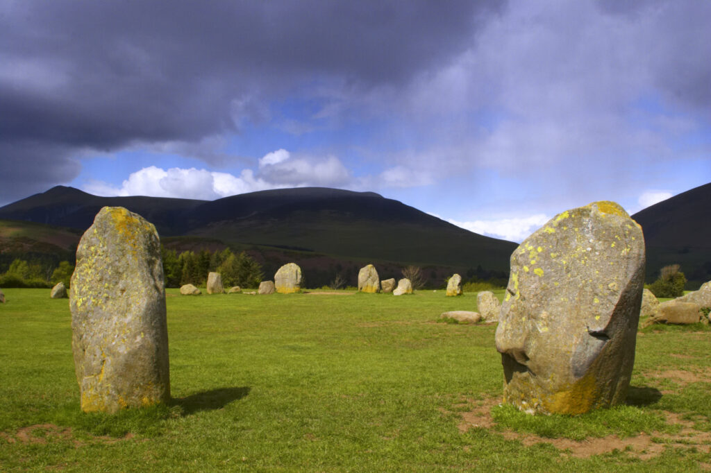 England, Cumbria, Lake District National Park. The popular Castlerigg Stone Circle near Keswick, dating back from the later Neolithic period.