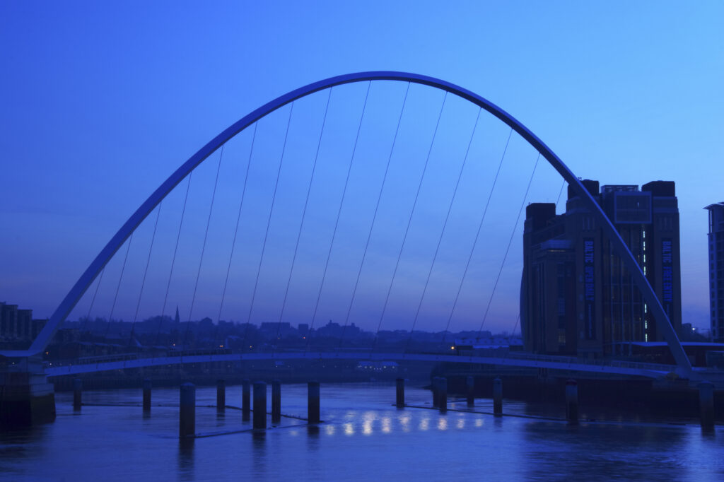 England, Tyne & Wear, Newcastle Upon Tyne. The Millennium Bridge and the Baltic, viewed from Newcastle Upon Tyne quayside