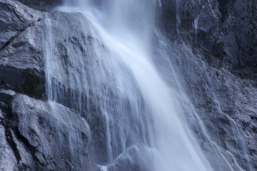 Wales, Caernarfonshire, Snowdonia National Park. The dramatic Aber Falls, within the Coedydd Aber National Nature Reserve.
