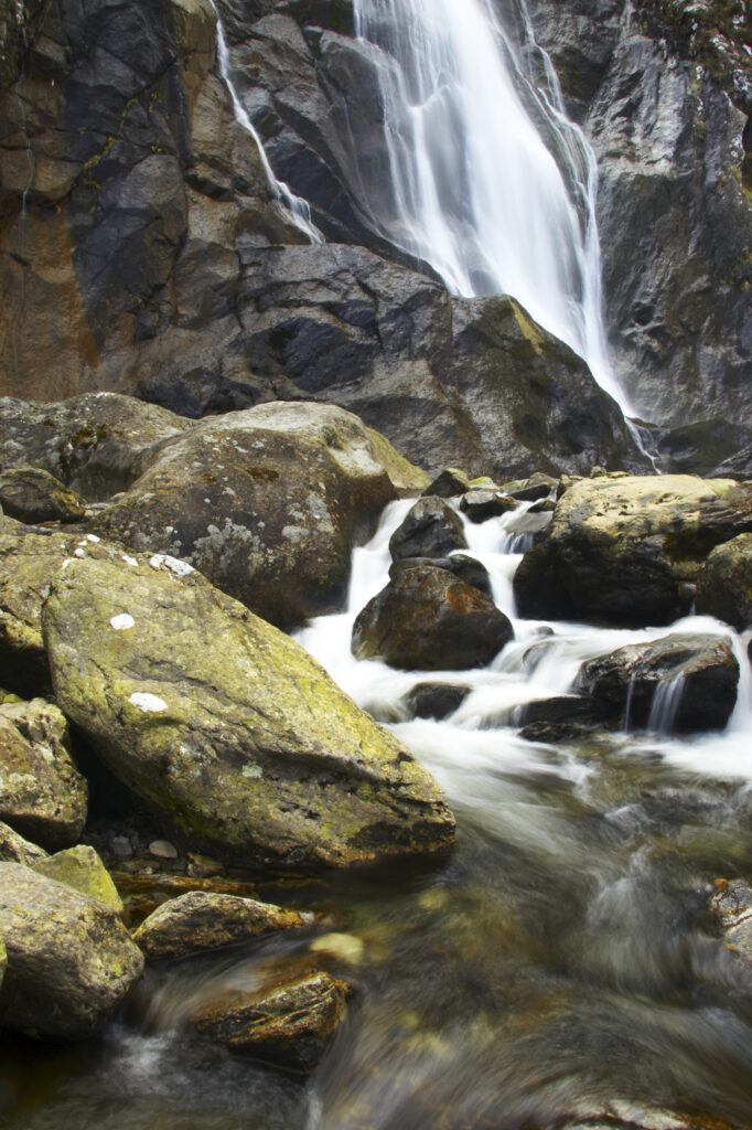 Wales, Caernarfonshire, Snowdonia National Park. The dramatic Aber Falls, within the Coedydd Aber National Nature Reserve.