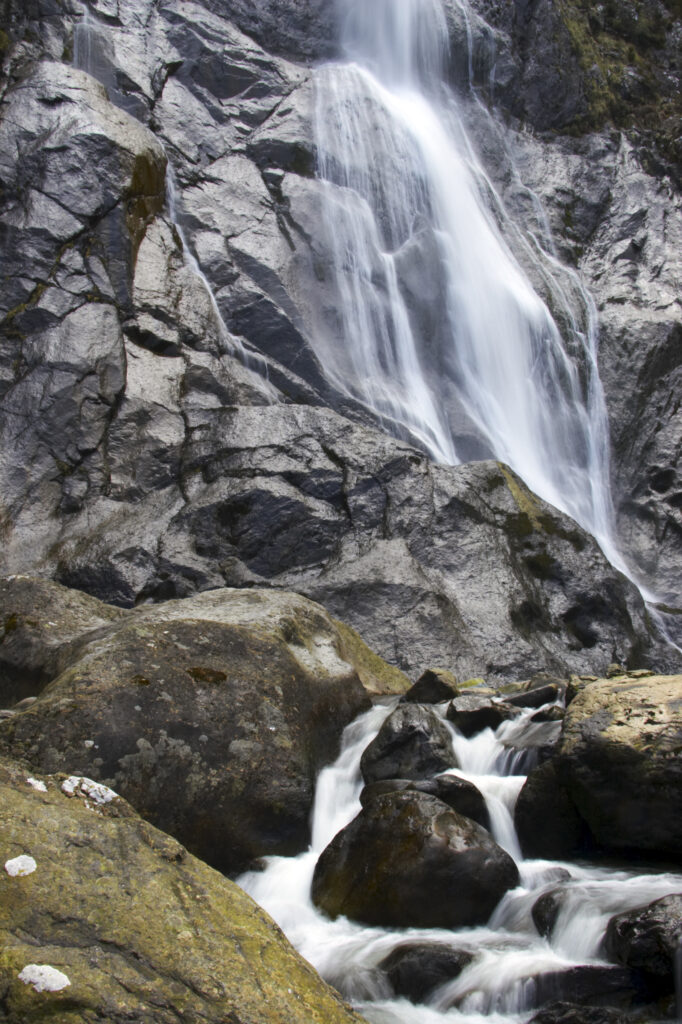 Wales, Caernarfonshire, Snowdonia National Park. The dramatic Aber Falls, within the Coedydd Aber National Nature Reserve.