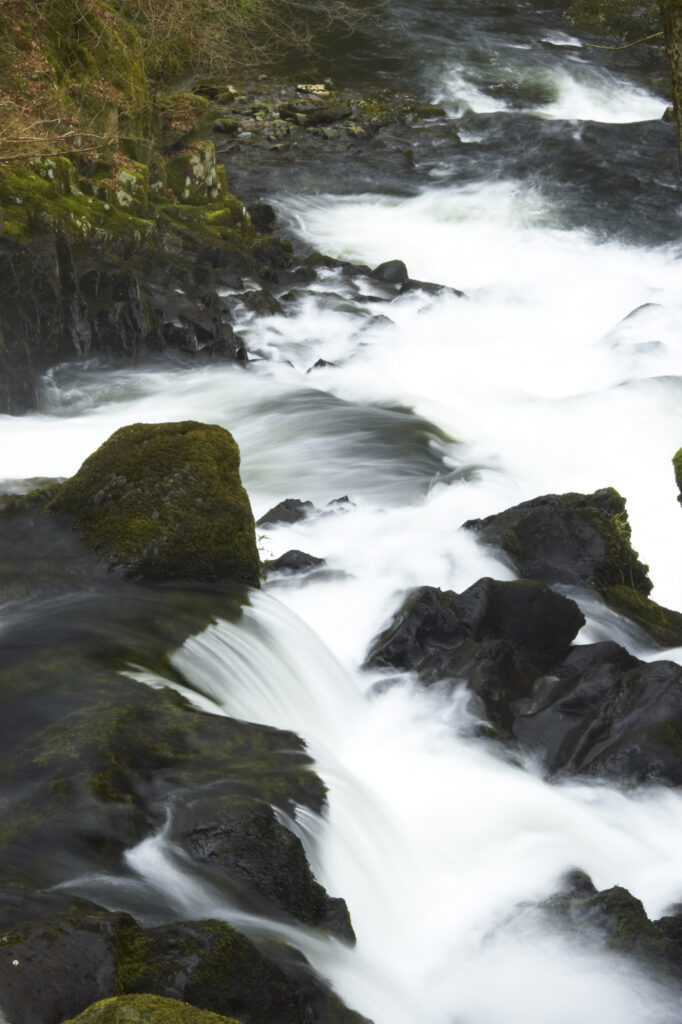 Wales, Caernarfonshire, Snowdonia National Park. Downstream of the popular Swallow Falls, located near to the town of Betws-y-Coed.