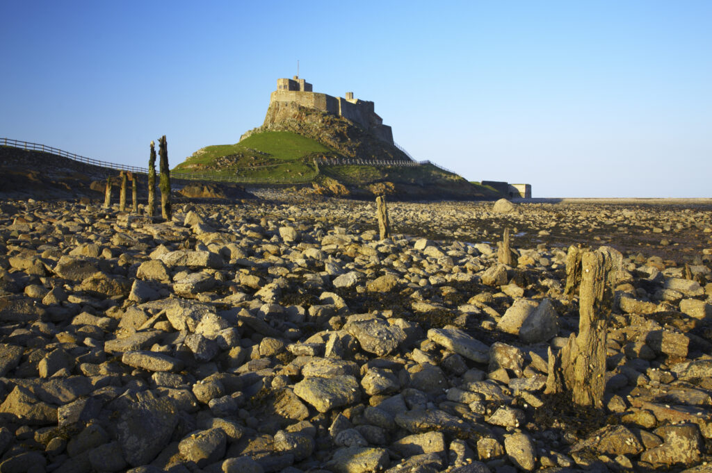 England, Northumberland, Lindisfarne / Holy Island. Lindisfarne Castle (National Trust) located upon Holy Island, part of the Northumberland Heritage Coast.