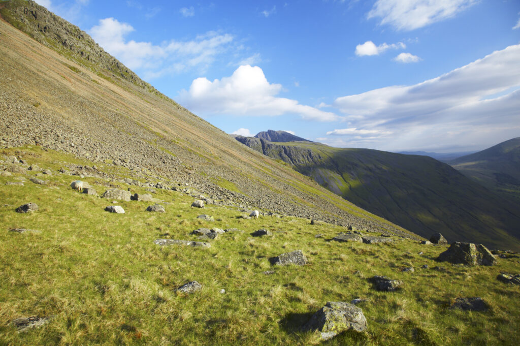 England, Cumbria, Lake District National Park.View from the lower slopes of Great Gable towards wastwater and wasdale