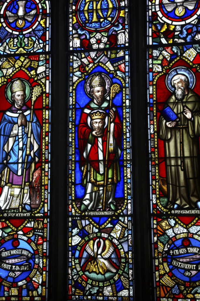 England Northumberland Farne Islands Stained glass in a church on the Farne Islands, part of the Northumberland Heritage Coast