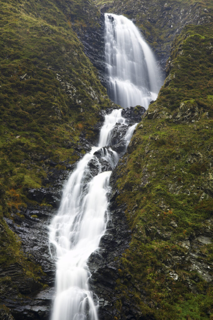 Scotland, Dumfries & Galloway, Grey Mare's Tail. The Grey Mares Tail waterfall, a popular tourist attraction managed by the National Trust for Scotland.