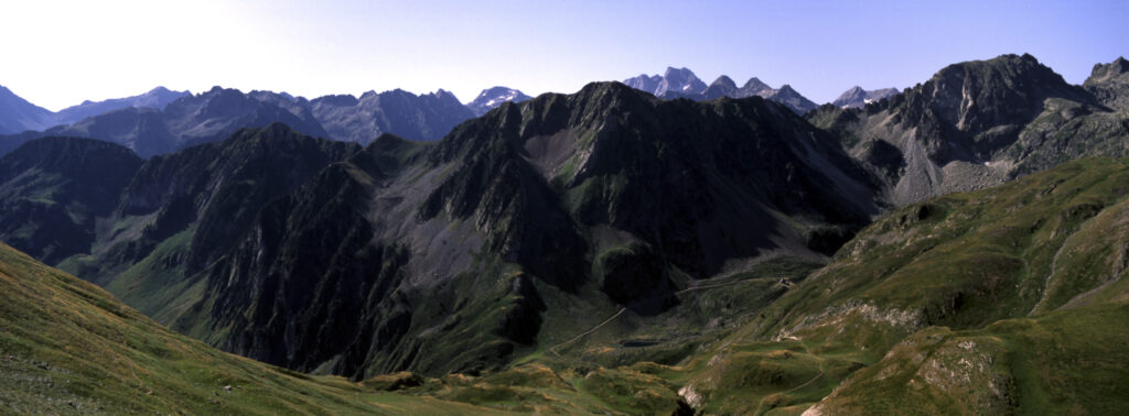 FRANCE, Midi Pyrenees, Pyrenees National Park. The wild landscape of the peaks and valleys of the national park.