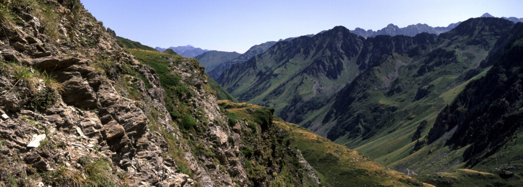 FRANCE, Midi Pyrenees, Pyrenees National Park. The wild landscape of the peaks and valleys of the national park.