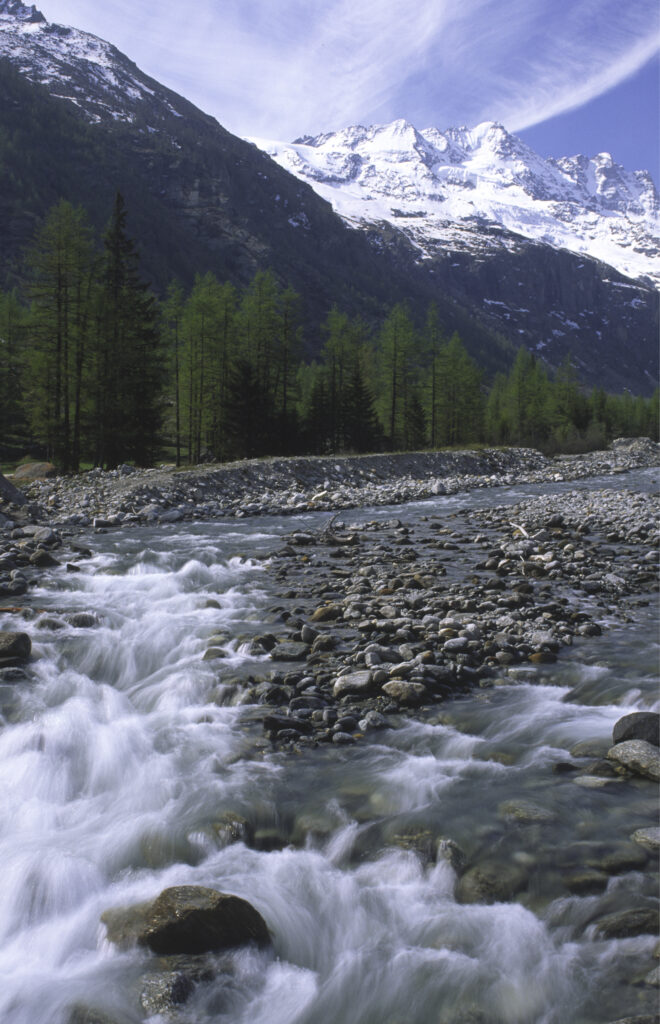 ITALY, Valle d'Aosta, Gran Paradiso National Park. The spectacular mountain landscape of the western Alps in the Valnontey valley.