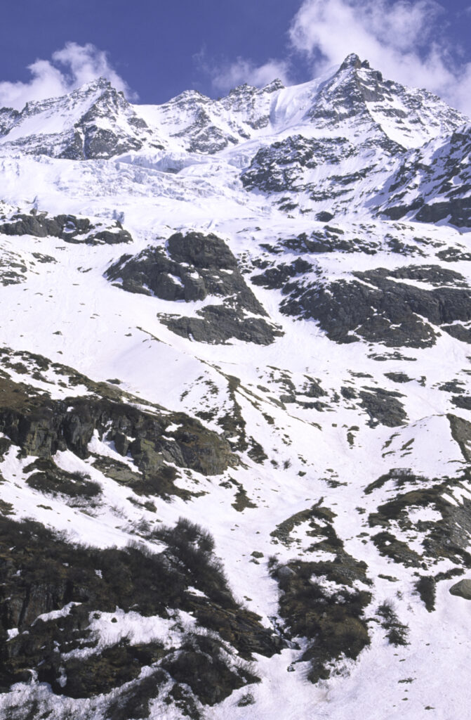 ITALY, Valle d'Aosta, Gran Paradiso National Park. The spectacular mountain landscape of the western Alps in the Valnontey valley.