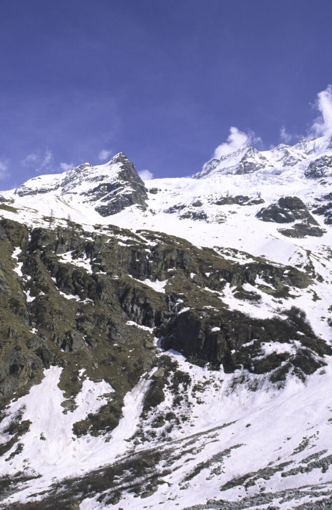 ITALY, Valle d'Aosta, Gran Paradiso National Park. The spectacular mountain landscape of the western Alps in the Valnontey valley.