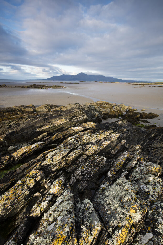 Northern Ireland, County Down, Tyrella Beach. The Mourne Mountains viewed from Tyrella.