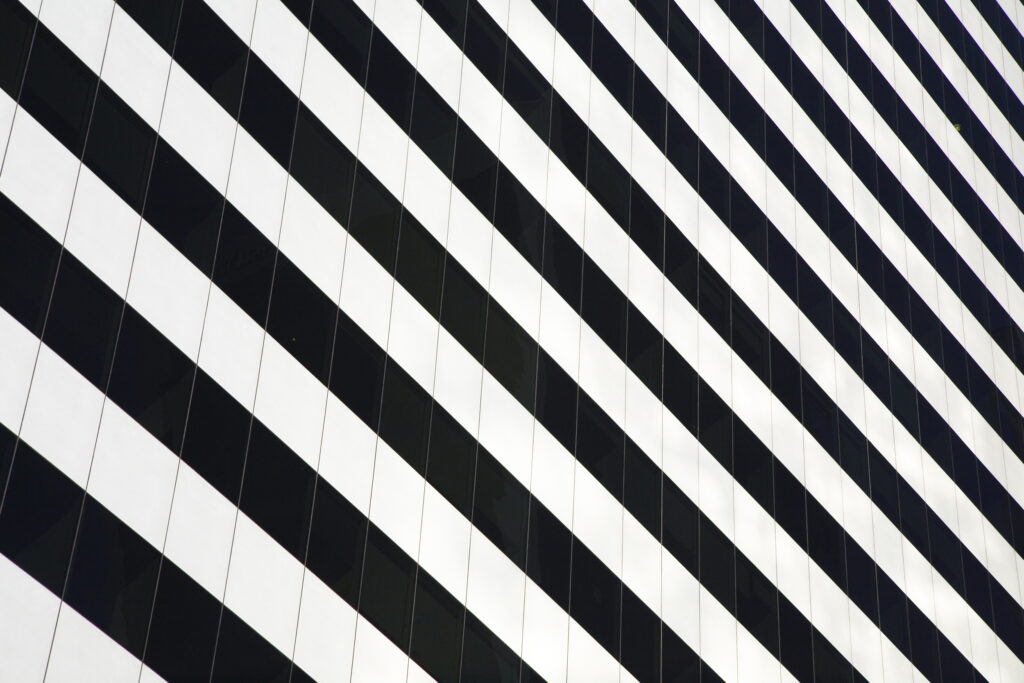 Argentina, Buenos Aires Province, Buenos Aires. Abstract view of a skyscraper in the financial district of the microcentro of Buenos Aires.