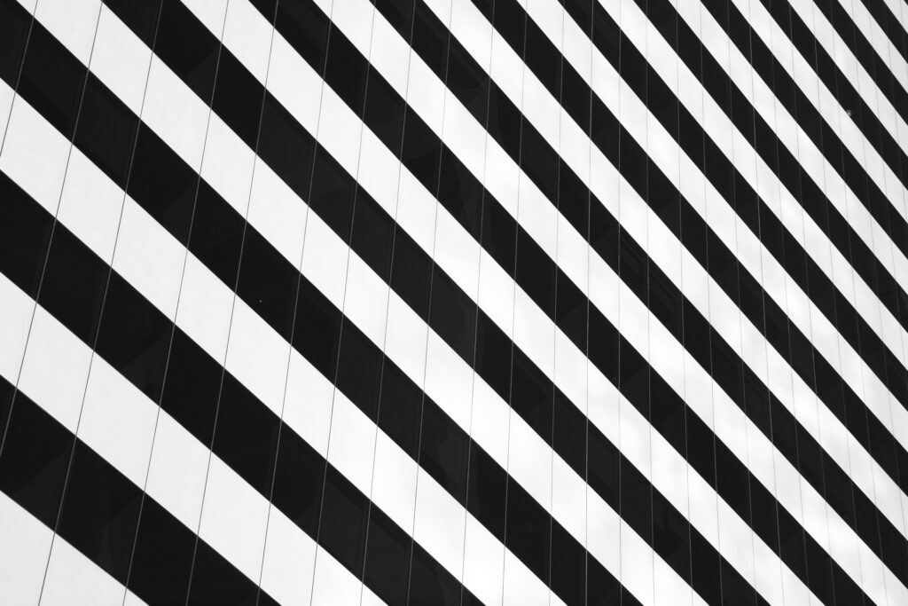 Argentina, Buenos Aires Province, Buenos Aires. Abstract view of a skyscraper in the financial district of the microcentro of Buenos Aires.