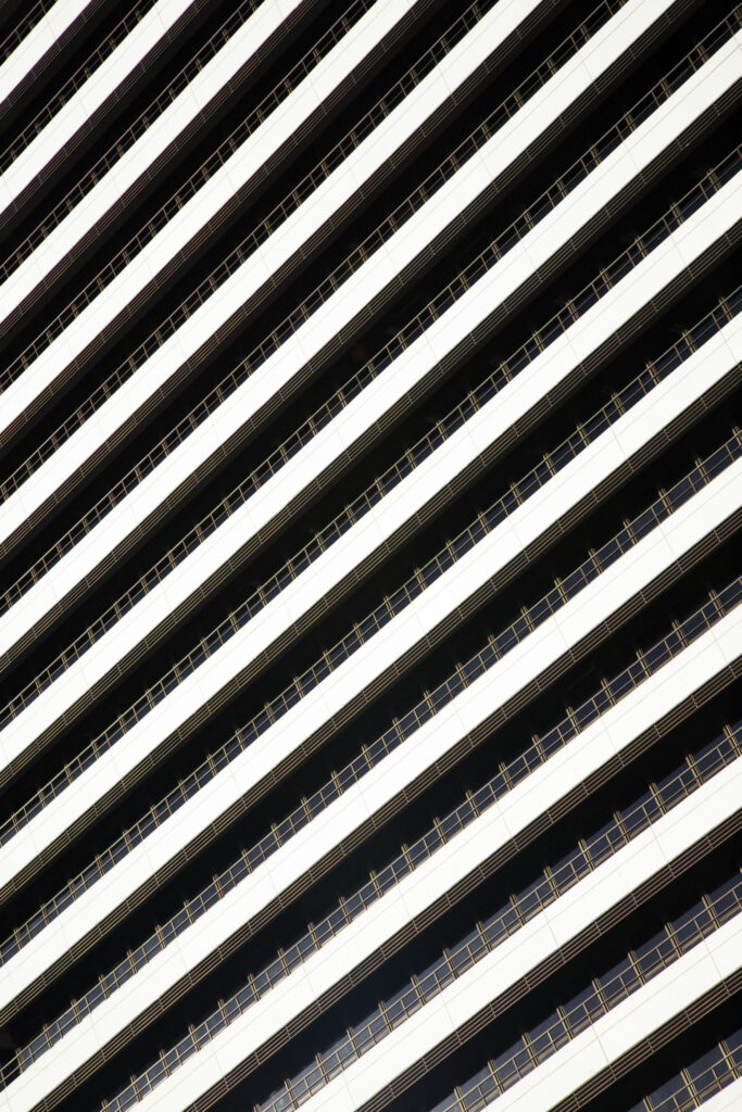 Argentina, Buenos Aires Province, Buenos Aires. Abstract view of a skyscraper in the financial district of the microcentro of Buenos Aires.