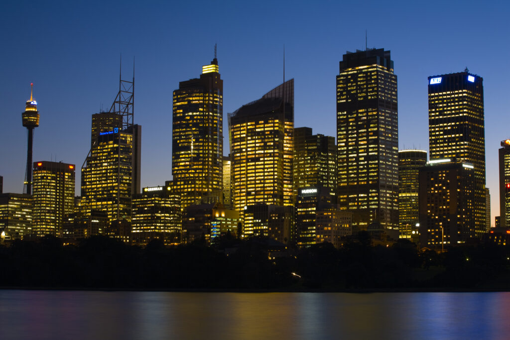 Australia, New South Wales, Sydney. Sydney Central Business District viewed from across the harbour.