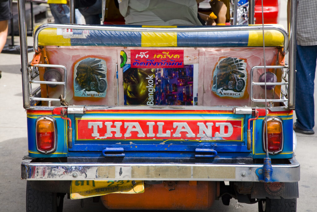 Tut-Tut, a small three wheeled motor taxi, located in the infamous Khao San Road.