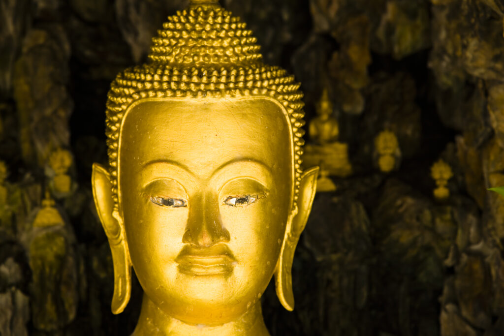 Thailand, Bangkok, Wat Chana Songkram. Buddha statue at Wat Chana Songkram.