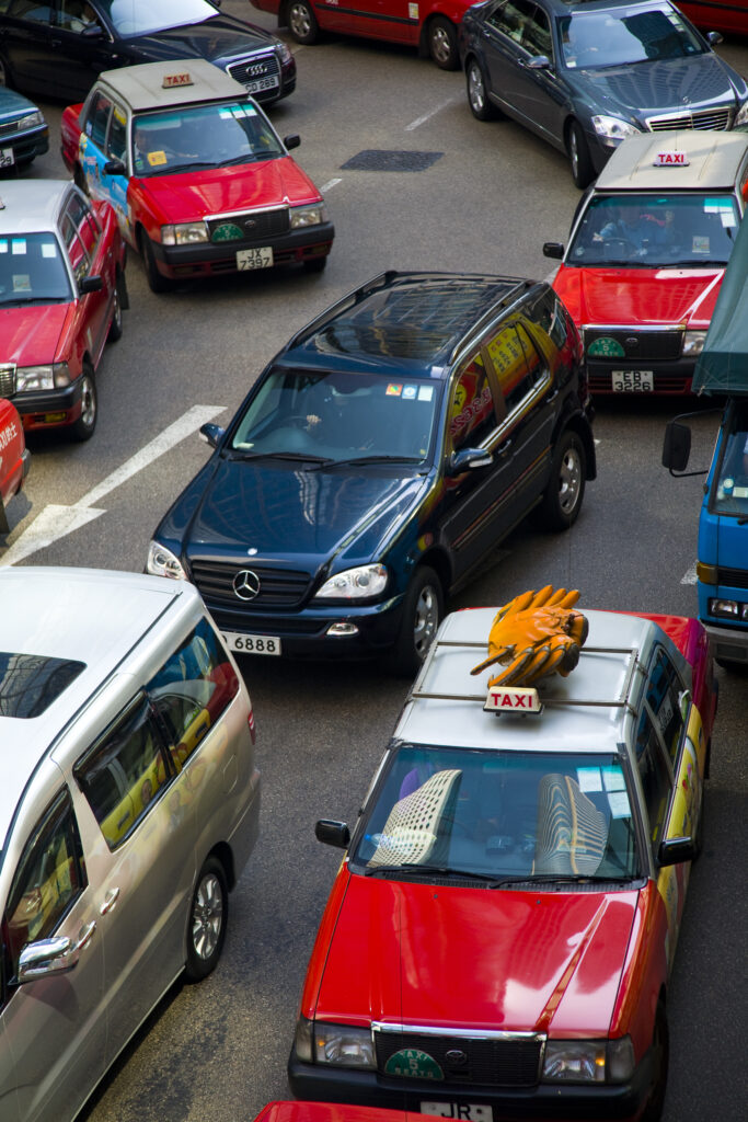 People's Republic of China, Hong Kong Special Administrative Region, Hong Kong Island. Traffic jam at rush hour in the Hong Kong financial district.