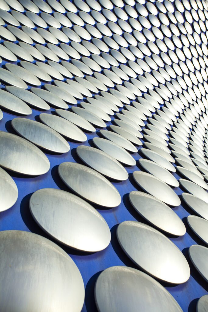 England, West Midlands, Birmingham. Abstract shapes of the modern Selfridges building, part of the Bull Ring shopping centre in Birmingham.