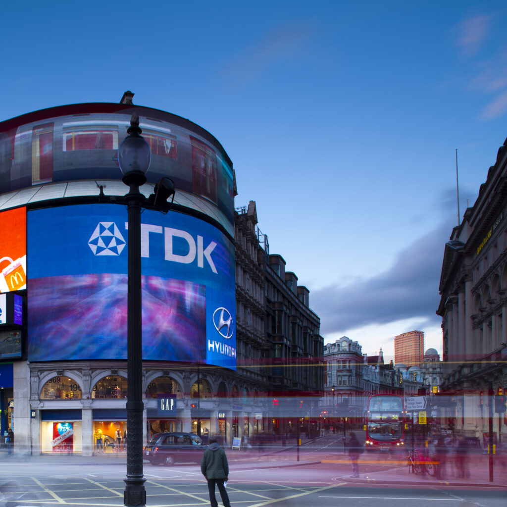 England, London, Piccadilly Circus. Piccadilly Circus located in the London's West End in the City of Westminster