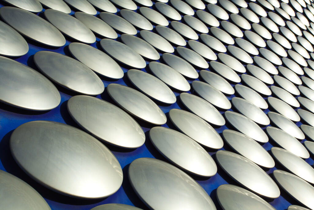 England, West Midlands, Birmingham. Abstract shapes of the modern Selfridges building, part of the Bull Ring shopping centre in Birmingham.