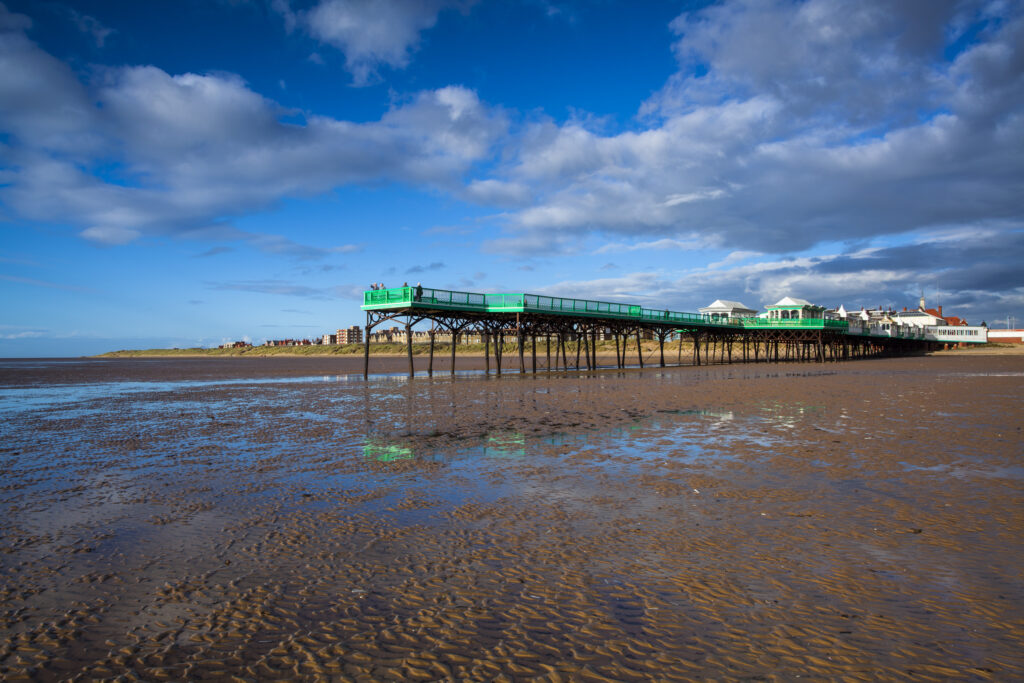 England, Lancashire, Lytham St Annes. Lytham St Annes pier located near Blackpool, on the Irish Sea Coast.