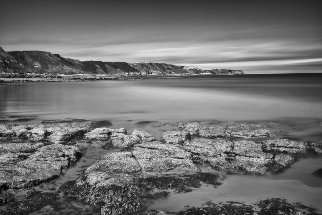 England, North Yorkshire, Scarborough. Scalby Ness Sands, located north of Scarborough within the North York Moors National Park.