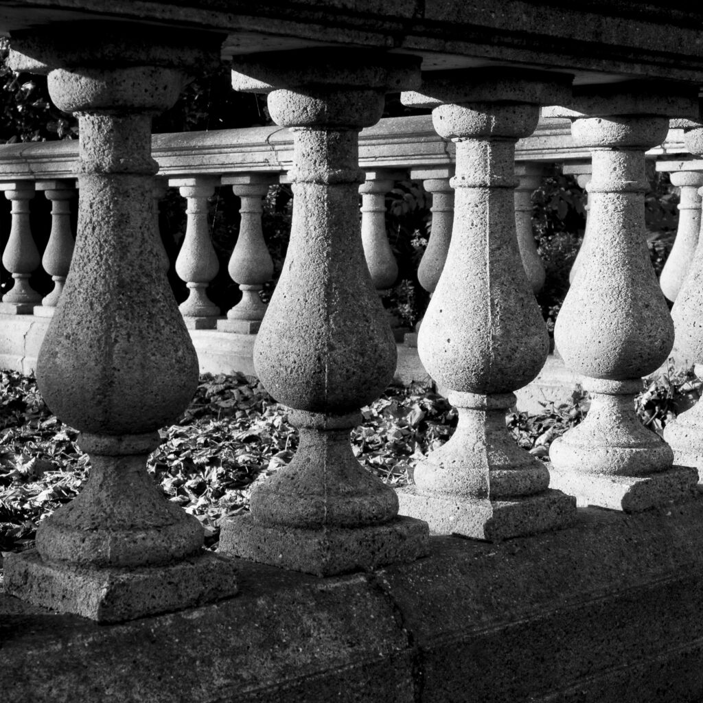 England, Tyne and Wear, Newcastle Upon Tyne. Stone pillars in Leazes Park, the oldest public park in Newcastle, opened in 1873.