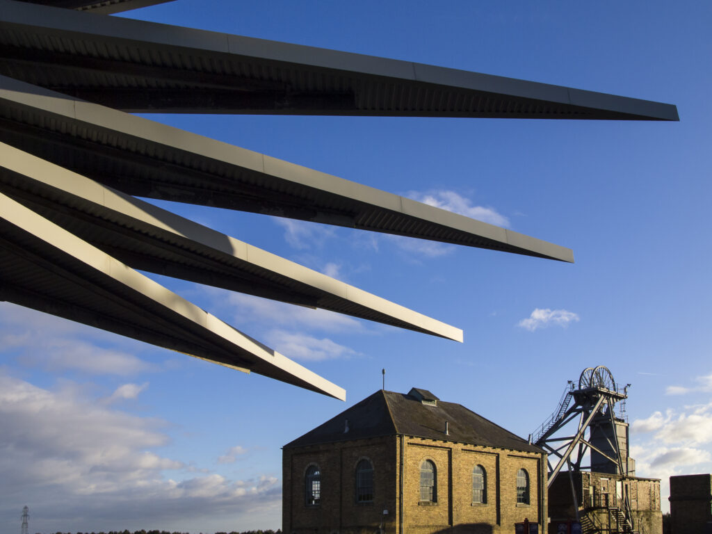 England, Northumberland, Woodhorn Colliery Mining Museum. Pit Head Winding Gear at the Woodhorn Colliery Mining Museum near Ashington - Once a former coal pit.